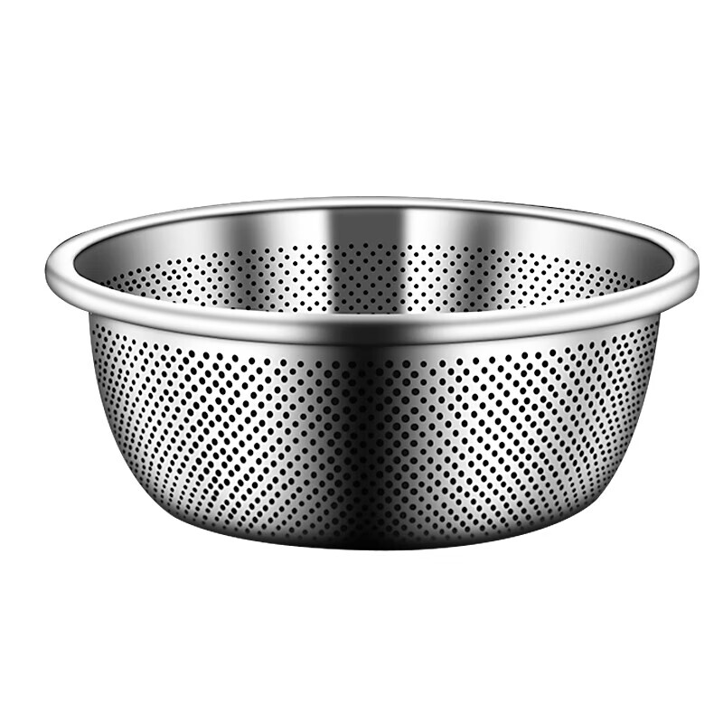 Orpheus 304 stainless steel drain basket, vegetable basin, rice washing sieve, kitchen artifact, fruit basket, household drain basin, rice washing basin, extra thick 30cm drain basin + solid basin