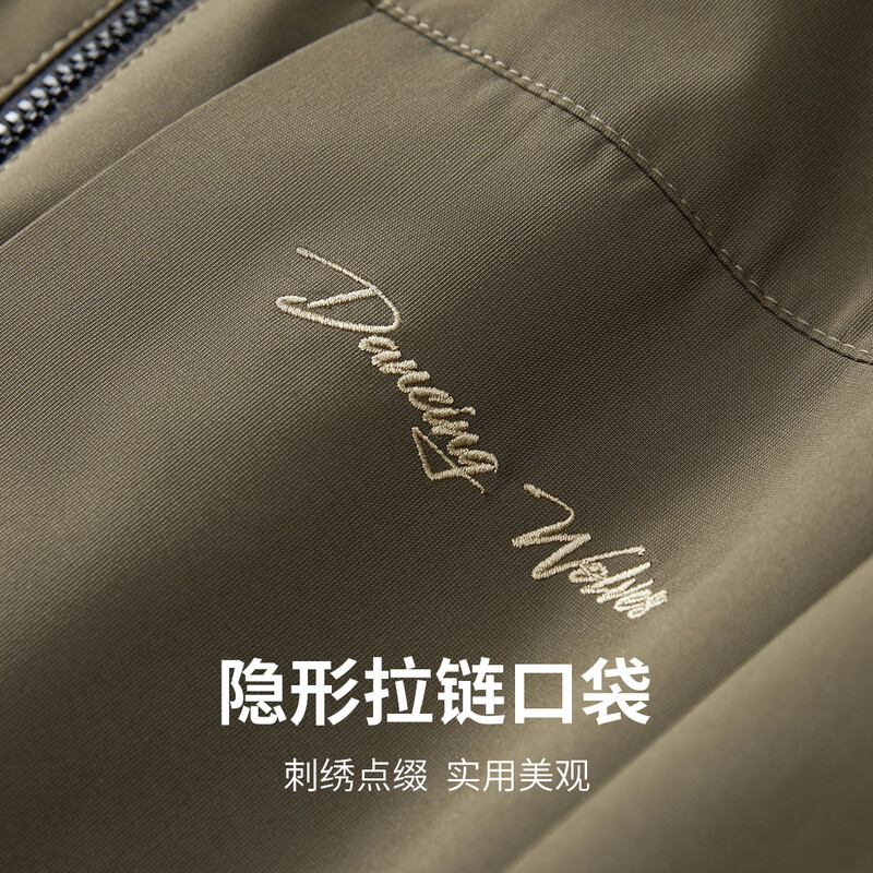 Dances with Wolves, warm as soon as you wear it, outdoor hooded jacket, trendy, versatile, warm and comfortable men's jacket, 701 Khaki L