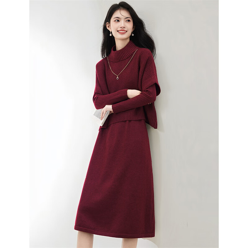 Xin Feiyu elegant French sweater blouse suit for women 25 winter new style high-end age-reducing knitted dress two-piece set