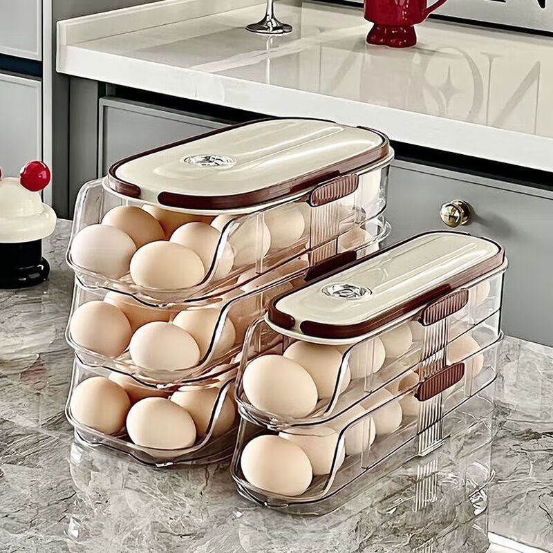 Tanbeiman egg storage box household refrigerator crisper egg storage special side door food grade multi-layer storage box artifact double row - single layer portable design