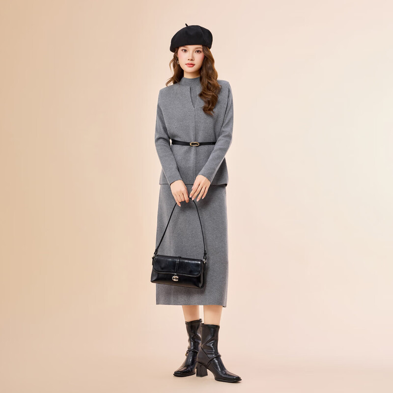 IEF/Aiyi clothing suit 2025 autumn and winter new French mature commuting temperament woolen upper and lower three-piece skirt