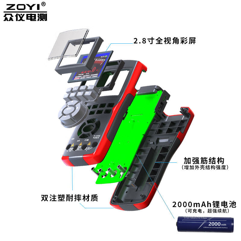 CLCEY Zhongyi Color Screen Handheld Digital Oscilloscope Multimeter 702s Auto Repair Instrument Multifunctional Measurement Intelligence Red ZT-702S Standard