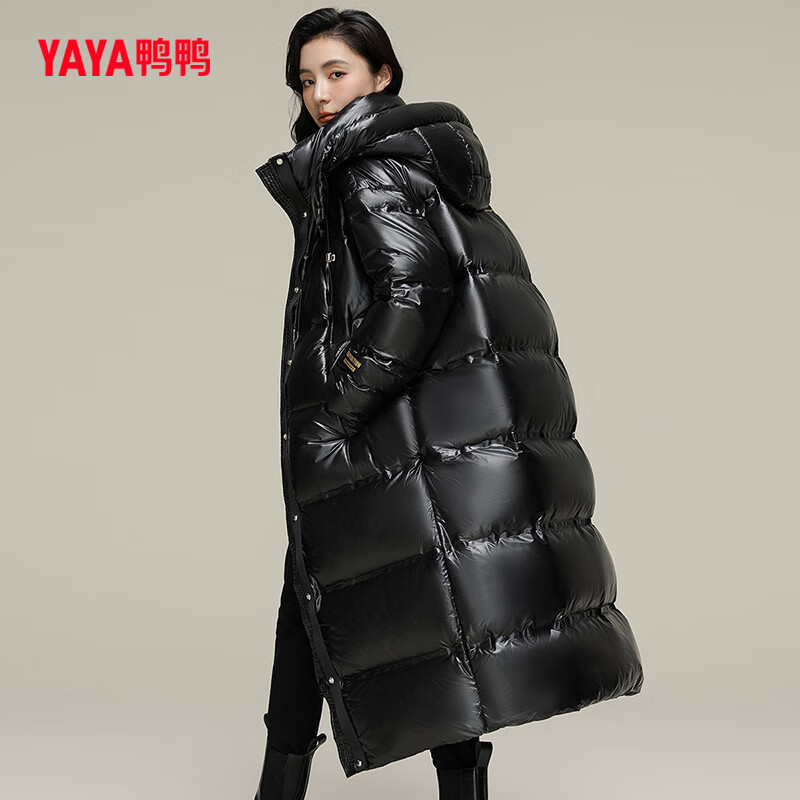 YAYA down jacket women's winter hooded thickened fashionable simple atmospheric casual loose long coat
