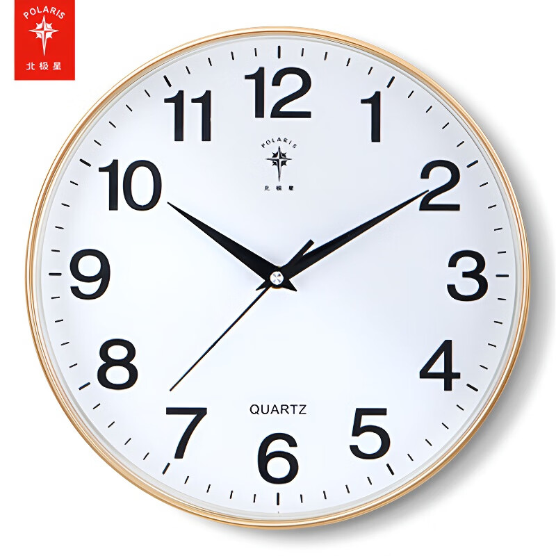 Polaris (POLARIS) clock wall clock living room household silent clock modern wall-mounted simple wall clock 2025 new quartz clock silent movement calendar model-wood grain color 12 inches (diameter 30.5 cm)
