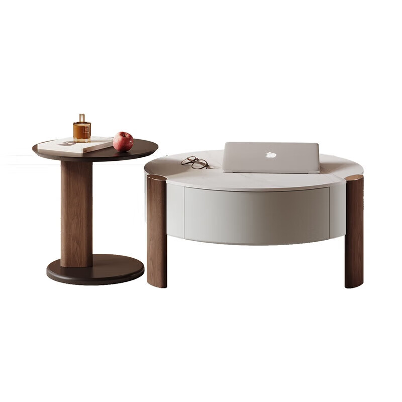 Gujia Wood Art Gujia Home Furnishing KUKA store same style Gujia Wood Art Nordic glossy slate combination round coffee table PT8030TD/PT8030TB combination coffee table round