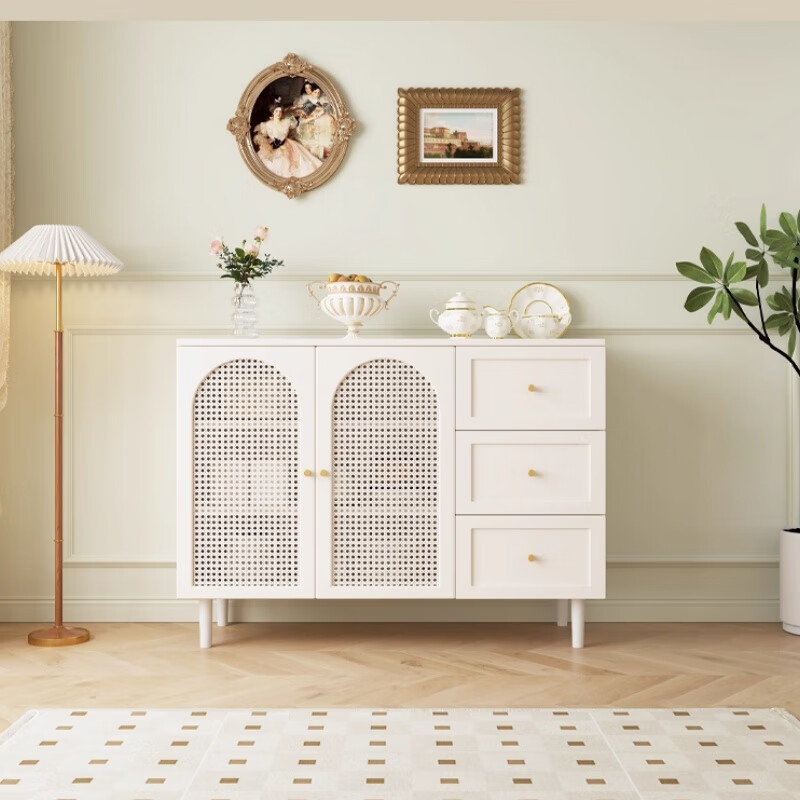 Memory Travel Medieval style sideboard against the wall integrated storage cabinet French rattan tea cabinet home storage cabinet bucket cabinet