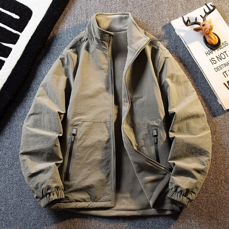 Kuraishi Kazuki's trendy brand double-sided velvet thickened jacket for men in autumn and winter new style versatile fashionable simple warm casual top black. The size is small. It is recommended to go up one size. XL. Recommend 131-145 pounds.