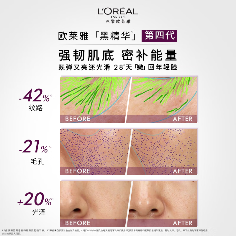 L'Oreal Black Essence 30ml facial essence anti-wrinkle hydrating skin care products cosmetics New Year gift