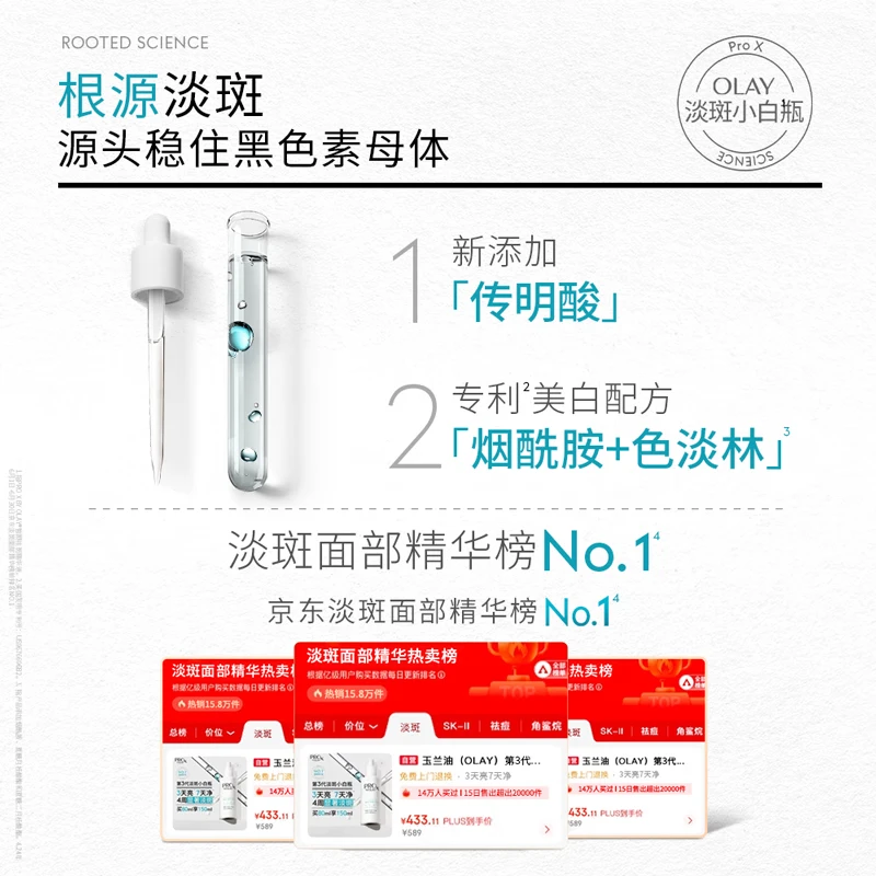 Olay (OLAY) small white bottle for light spots, light lines and black tube cream, whitening, anti-wrinkle and anti-aging skin care product set, New Year's gift for girlfriend