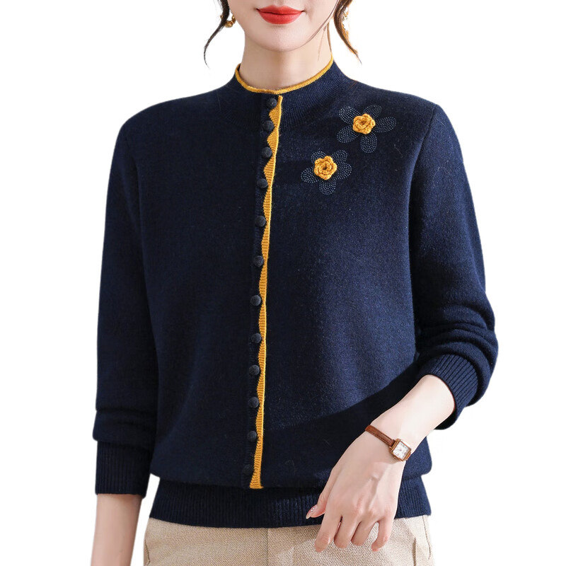 Yalu foreign style mother autumn and winter knitted one-piece thickened sweater fashion shirt bottoming shirt 50 years old middle-aged and elderly New Year top