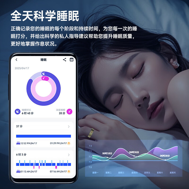 KPEP medical flagship blood oxygen heart rate blood pressure heart health sleep monitoring remote care real-time monitoring waterproof sports ultra-thin smart health ring
