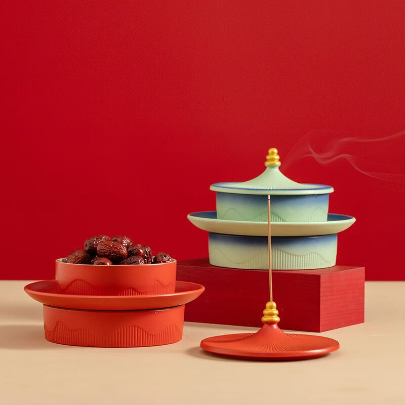 Shi Jin Fruit Plate, the joy of moving to the Forbidden City, the trendy fruit plate, household ceramic refreshment plate, dried fruit snacks, snack plate, wedding presentation plate, the Forbidden City Temple of Heaven Fruit Plate (Kiln Green)