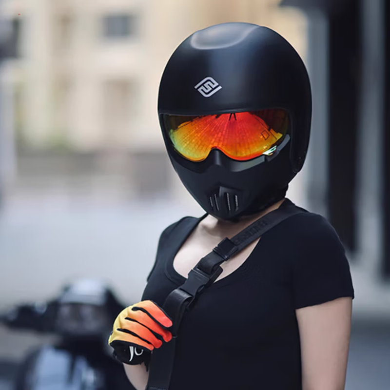 FASEED Retro Helmet Motorcycle Cafe Rider V1 Half Helmet Glass Fiber/Matte Black L