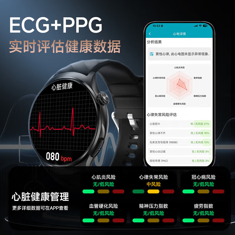 KPEP Medical Certification Blood Pressure Blood Sugar Blood Lipid Uric Acid ECG ECG Heart Rate Blood Oxygen Sleep Remote Care Offline Payment NFC Bluetooth Call Smart Health Watch