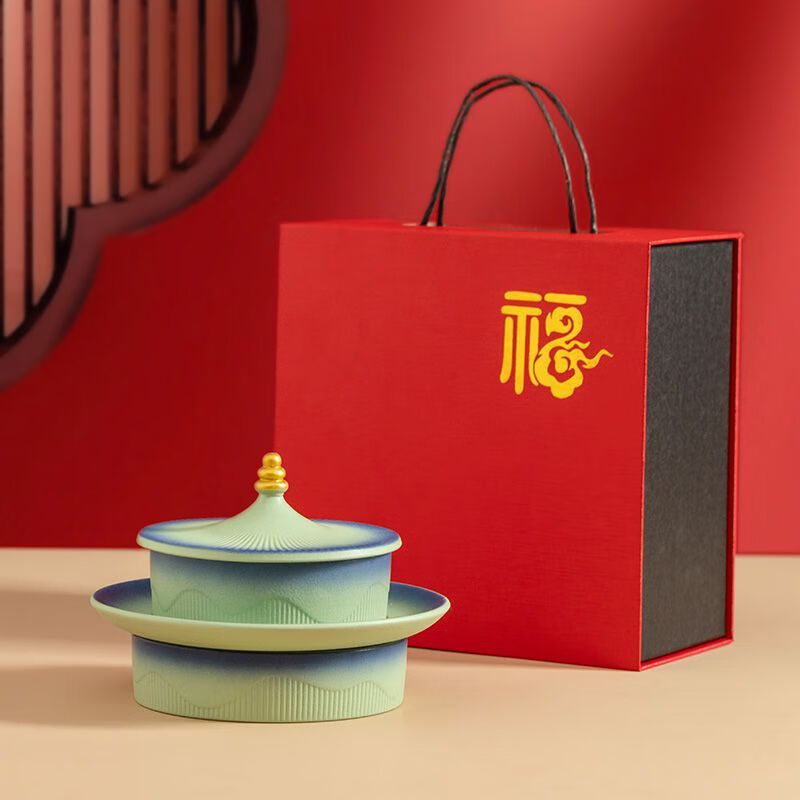 Shi Jin Fruit Plate, the joy of moving to the Forbidden City, the trendy fruit plate, household ceramic refreshment plate, dried fruit snacks, snack plate, wedding presentation plate, the Forbidden City Temple of Heaven Fruit Plate (Kiln Green)