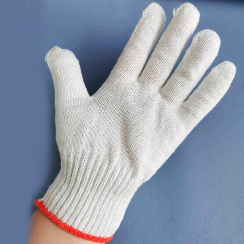 Orange-edged cotton gauze labor protection gloves, lightweight, comfortable and wear-resistant hand protection labor protection gloves, breathable thread gloves, 5 pairs of high-quality cotton threads