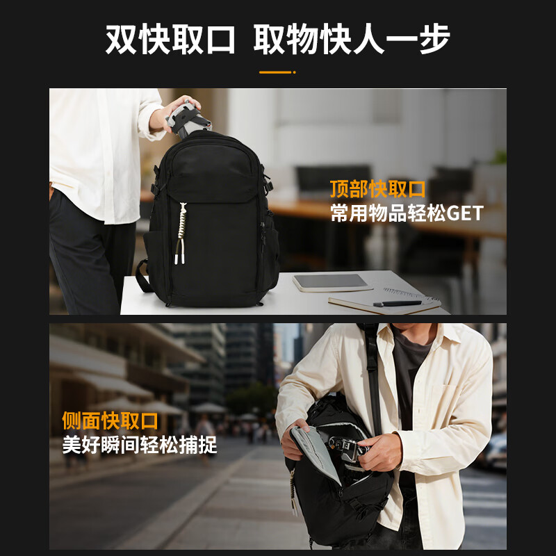 TARION Exquisite Camera Bag FixLite Fun Frame Casual Large Capacity Lightweight Travel Commuting Backpack Camera Photography Bag Black