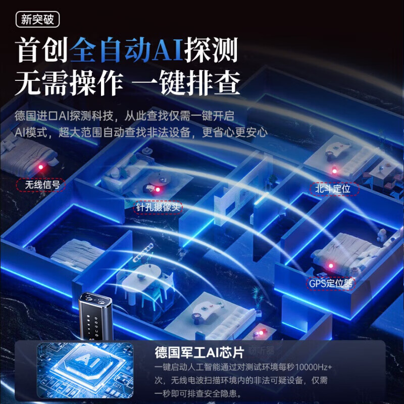 Xu Lin German GPS detector positioning signal check scanner car hotel anti-peeping detector camera upgraded top positioning model anti-peeping | anti-monitoring | anti-theft -