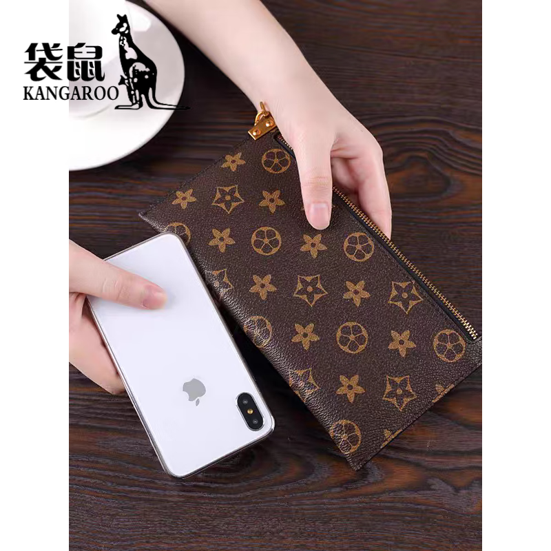 Kangaroo (KANGAROO) brand luxury 2025 new women's long wallet women's zipper wallet multi-card slot light luxury clutch mobile phone Presbyopia