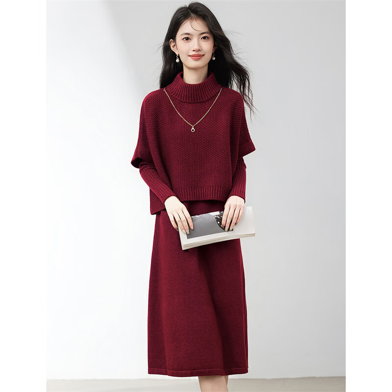 Xin Feiyu elegant French sweater blouse suit for women 25 winter new style high-end age-reducing knitted dress two-piece set
