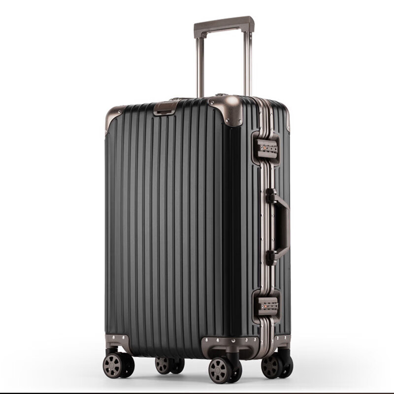 Samsonite manufacturer all-aluminum magnesium alloy trolley suitcase men's boarding large capacity suitcase silver 20 inches