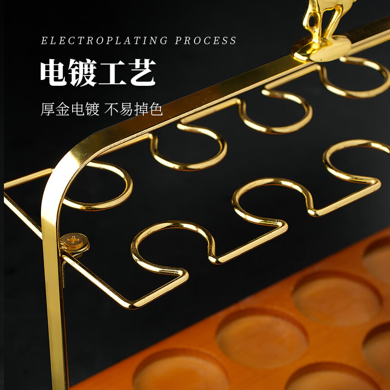 WCZ German high-end light luxury crystal glass white wine cup set for home use Chinese-style small cup 2 ounces wine glass transparent handleless 6 pots 6 cups + golden deer cup holder