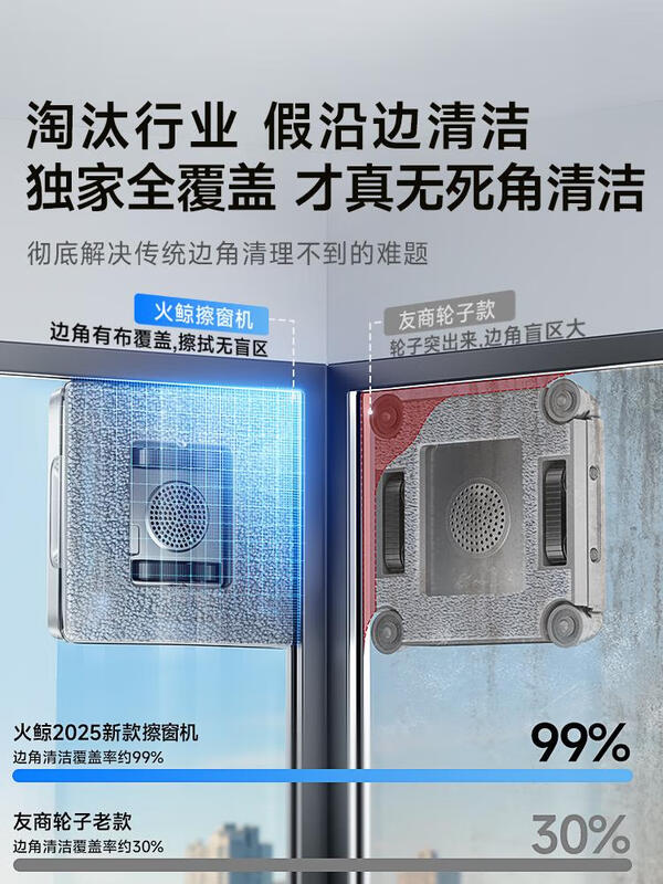 Fire Whale Spraying Water Window Cleaning Robot, a glass-cleaning artifact, fully automatic electric home high-rise windows, hot model with no dead ends, 2K price range functional experience H7S MAX