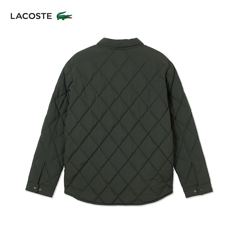 LACOSTE French crocodile men's 25 autumn and winter new shirt collar quilted goose down jacket | BH2540 L7A/brown green M 50
