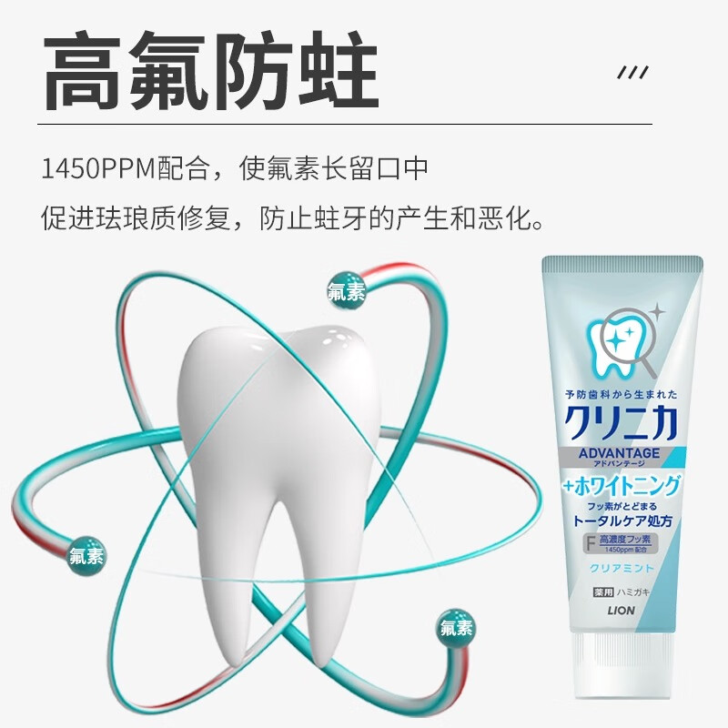 Lion High Fluoride Enzyme Whitening Toothpaste Anti-cavity Strengthens Tooth Enamel Refreshing Mint Flavor 130g Imported from Japan