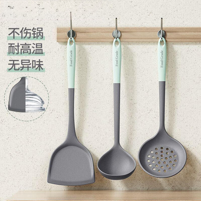 Kim Sister-in-law food-grade silicone spatula, special non-stick spatula for household cooking, high-temperature resistant kitchen utensil set, food-grade silicone/two-piece spatula + soup spoon