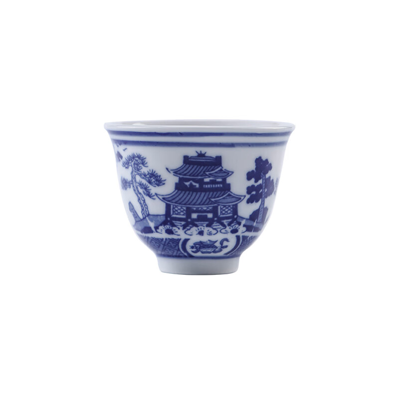 Fantasy blue and white porcelain 5-piece spirit cup, household small wine cup, Chinese-style ceramic white wine cup, sacrificial offering wine cup, blue and white dragon pattern 50ml medium wine cup, 5 pieces