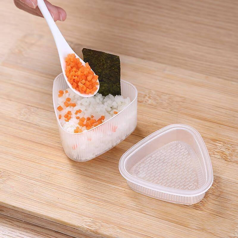 Fantasy Japanese Triangular Rice Ball Mold Set Home Sushi Shaker Children's Baby Rice Food Tool Artifact Transparent Triangular Rice Ball 1 Large + Small Each