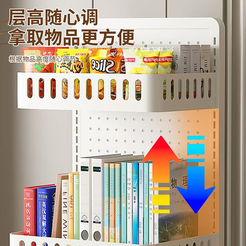 Zhuobo kitchen rack floor-standing storage rack metal bookshelf mobile storage rack snack rack SJ21 white four-layer
