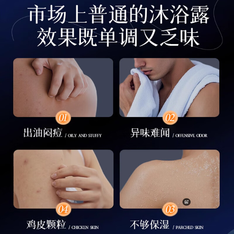 SEEDONVEUR BL men's shampoo and shower gel set cologne oil control anti-dandruff anti-itch hydrating college students 2 bottles