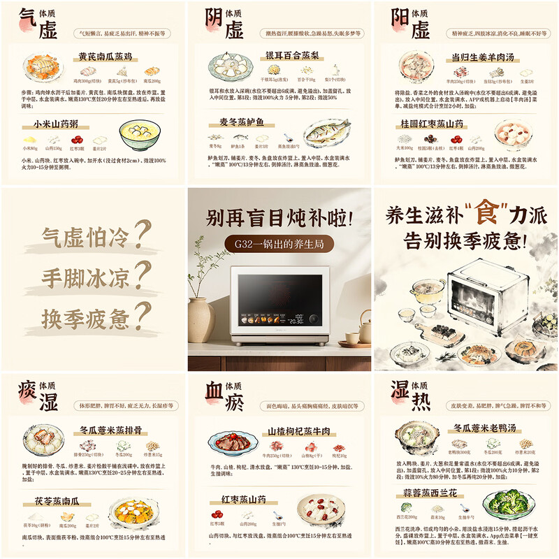 Midea star's same style Xunwei Pro3.0 desktop micro-steaming, roasting, frying and stewing all-in-one machine microwave oven electric oven steam oven 32L upper grill and lower steamer G32