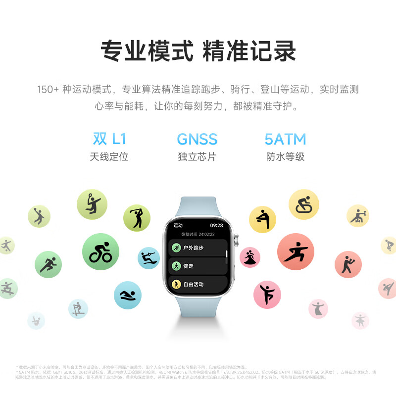 Xiaomi (MI) REDMI Watch 6 ThePaper OS 3 Heart Rate and Blood Oxygen Monitoring Bluetooth Call Smart Watch Xiaomi Auto New Product REDMI Watch 6 Bright Moon Silver