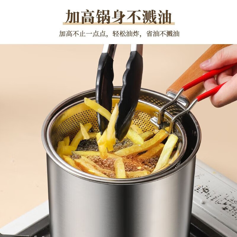 Bayco 304 stainless steel fryer household small fryer with oil filter special fryer for skewers and tempura fried eggs BG1873