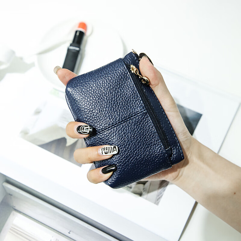 LEOEZYA Genuine Leather Key Bag Women's First Layer Cowhide Coin Purse Women's Card Holder Key Bag Soft Leather Small Bag Coin Bag Zipper Mini Mini Lotus Purple