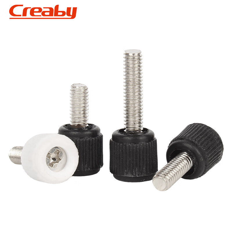 Creaby nickel-plated cross thumb screws cabinet chassis handle round head knurled hand twist plastic head adjustment bolt M3M4 white 6#-32x6 (20 pcs)