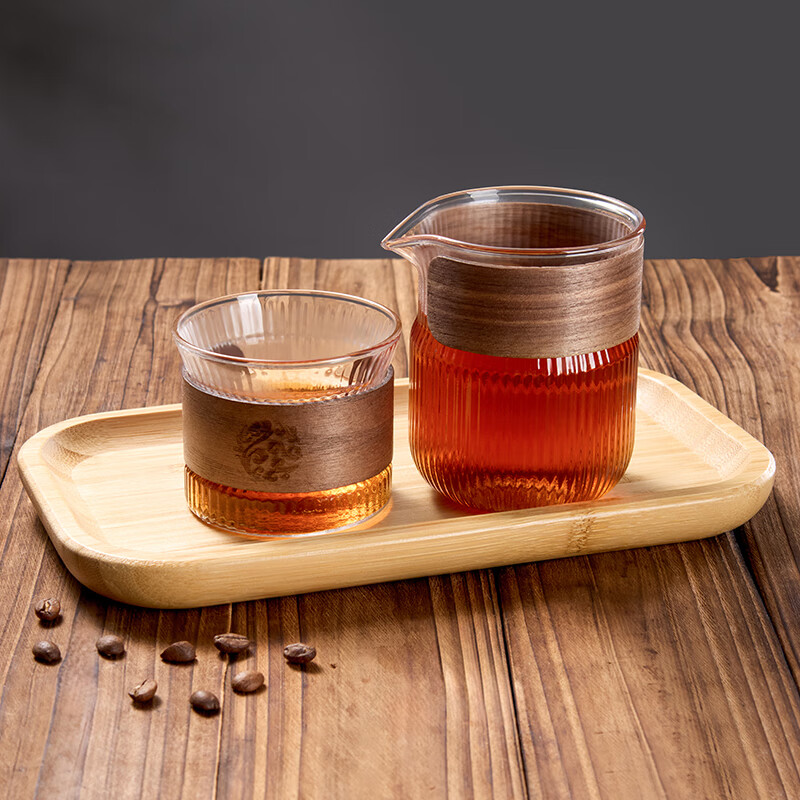 Ershanji Coffee Sharing Pot Hand-brewed Coffee Set Glass Brewing Pot Hanging Ear Coffee Cup Cold Quenching Pot High Temperature Resistance Evaluation Cup 1 Pot 2 Cups Coffee Sharing Pot + Tray