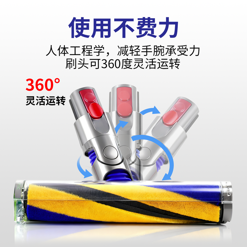 Sisyphus is suitable for Dyson vacuum cleaner accessories V10slim soft velvet roller suction head floor brush V12 dust-revealing floor brush head green light dust-revealing cleaning accessories Newly upgraded green light dust-revealing model V10slim/V12 soft velvet floor brush