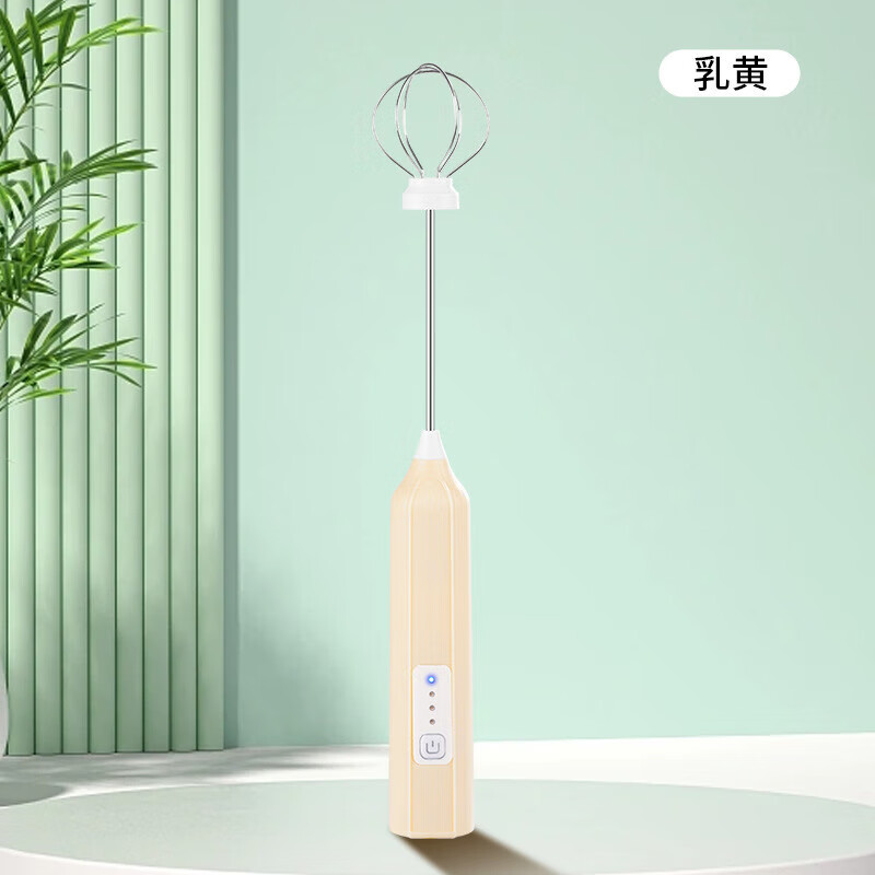 Jingdie electric egg beater, household small milk frother, coffee milk food supplement blender, baking cream whipper, milky white 1 piece, three-speed speed adjustment/304 whipping head/long-lasting battery life