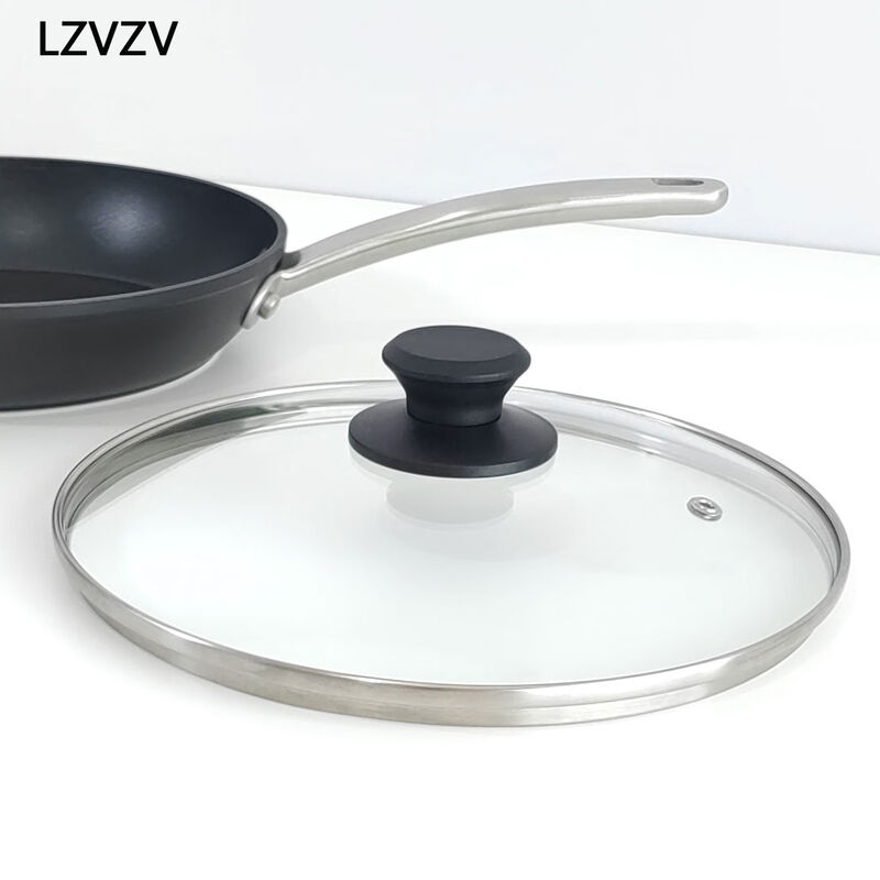 LZVZV non-stick frying pan lid 304 stainless steel heat-resistant glass visible lid unprinted matching lid for 24cm frying pan. The lid is about 25cm in diameter and suitable for frying pans with an inner diameter of 24cm.