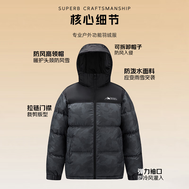 YAYA (YAYA) 260g down filled short down jacket men's winter new thickened cold-proof bread coat extreme cold red jacket black camouflage color L (175)