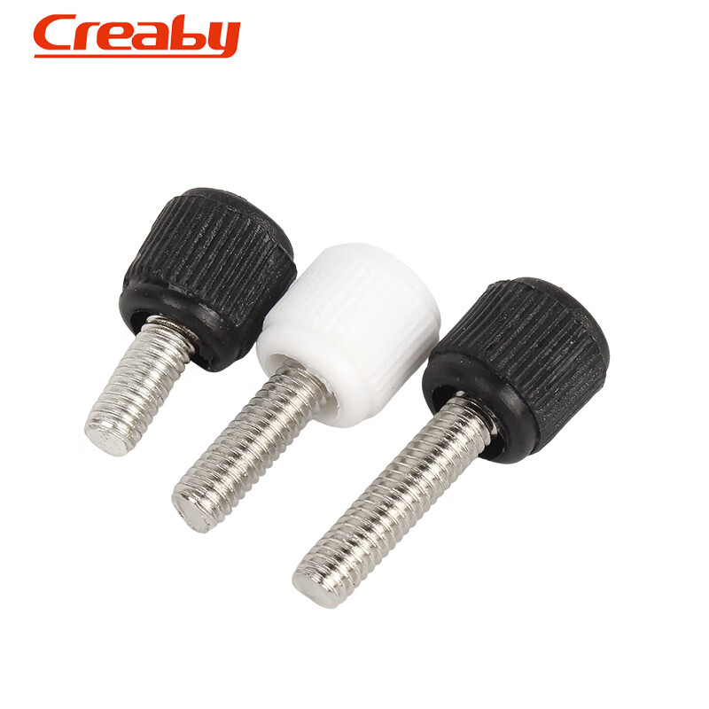 Creaby nickel-plated cross thumb screws cabinet chassis handle round head knurled hand twist plastic head adjustment bolt M3M4 white 6#-32x6 (20 pcs)