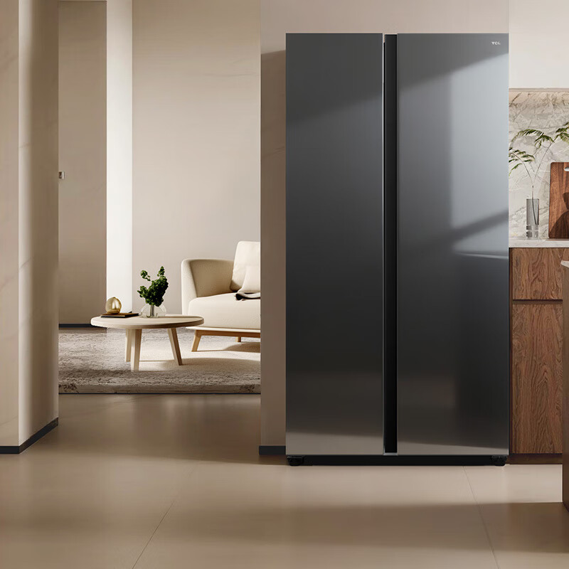 TCL Refrigerator Double Door Colored Crystal Glass Panel Dual Cycle Pure Odor Air-cooled Frost-free First-Class Energy Efficiency Frequency Conversion 645 Liter Ultra-Large Capacity Refrigeration and Freezing Active Sterilization Low Noise Same Style Offline Factory Direct Delivery