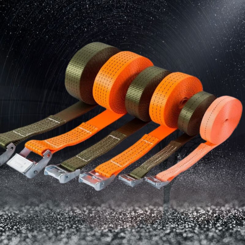 Yiying galvanized press buckle strap cargo strap roof pallet storage fixed tightening strap polyester braided belt military green 3.8cm wide 3 meters long