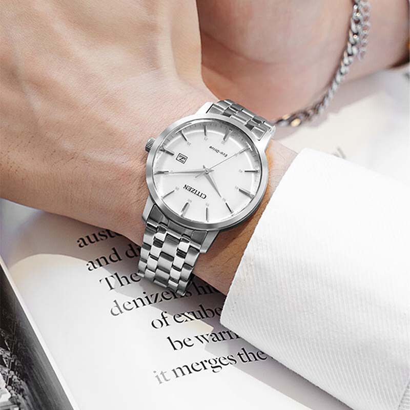 CITIZEN Eco-Drive Watch Classic Simple Fashionable Business Casual Waterproof Men's Watch Valentine's Day Gift for Boyfriend BM7460-88H Classic Business Silver/Eco-Drive