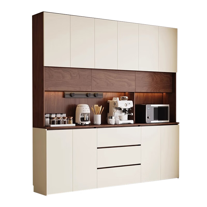 Yueling Yaju solid wood sideboard against the wall integrated storage cabinet living room multi-functional wine cabinet storage cabinet tea cabinet can be customized 1.8*2.0 meters high four-door sideboard -ENF level.