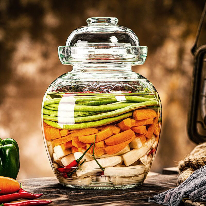 AIFENGGE pickle jar household glass thickened pickle jar pickle jar large with lid sealed Sichuan pickle pickle jar 13 catties thickened new style